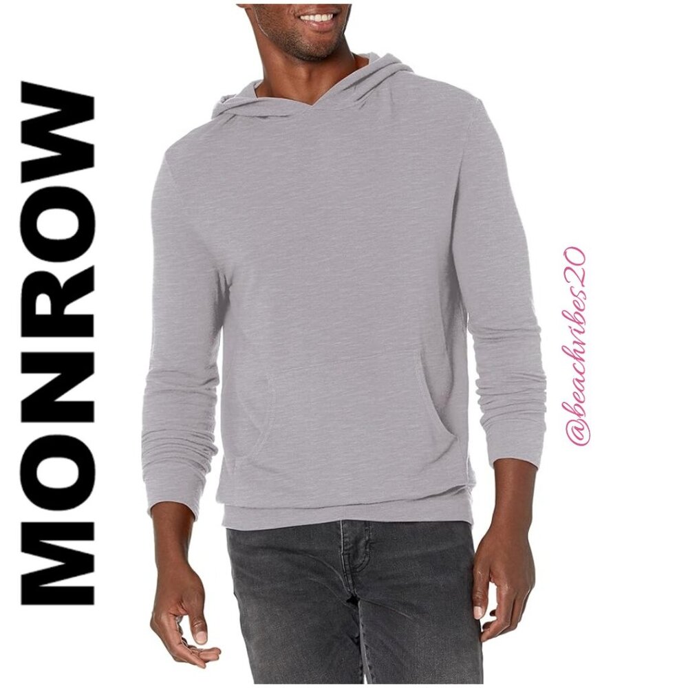 MONROW Men's Supersoft Pullover Hoodie Good Grey Medium NWT O-122